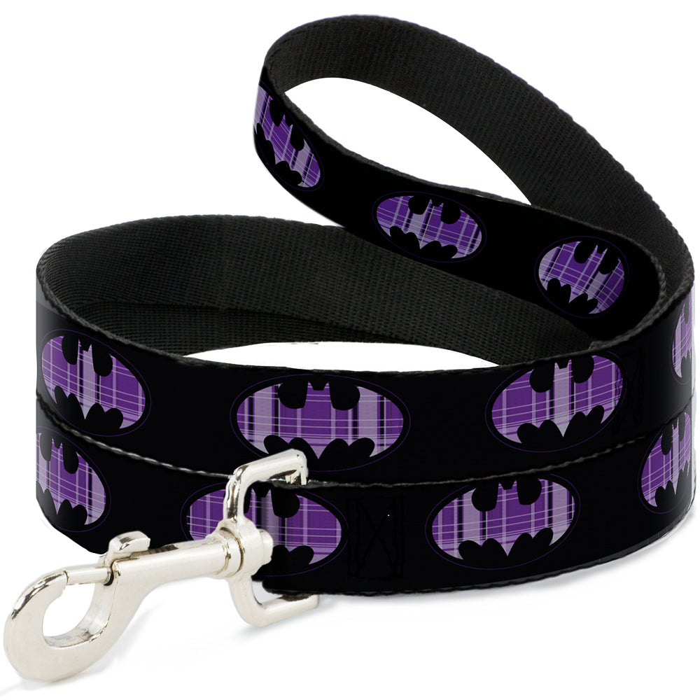 Dog Leash - Batman Signal Black/Purple Plaid - BatBnB
